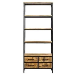 Boekenkast Kyan - Zwart/naturel - 190x80x40 Cm