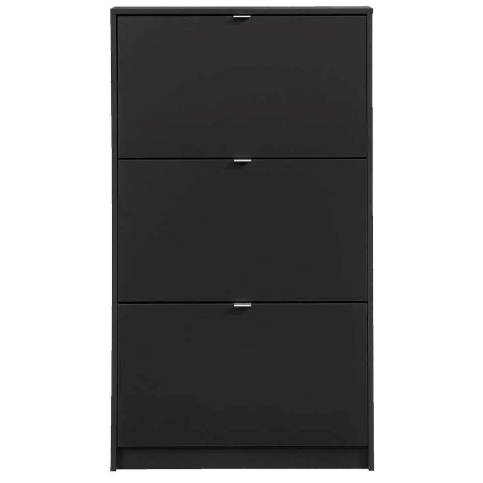 Schoenenkast Hamburg 3 Kleppen - Zwart - 123,6x70,3x24 Cm