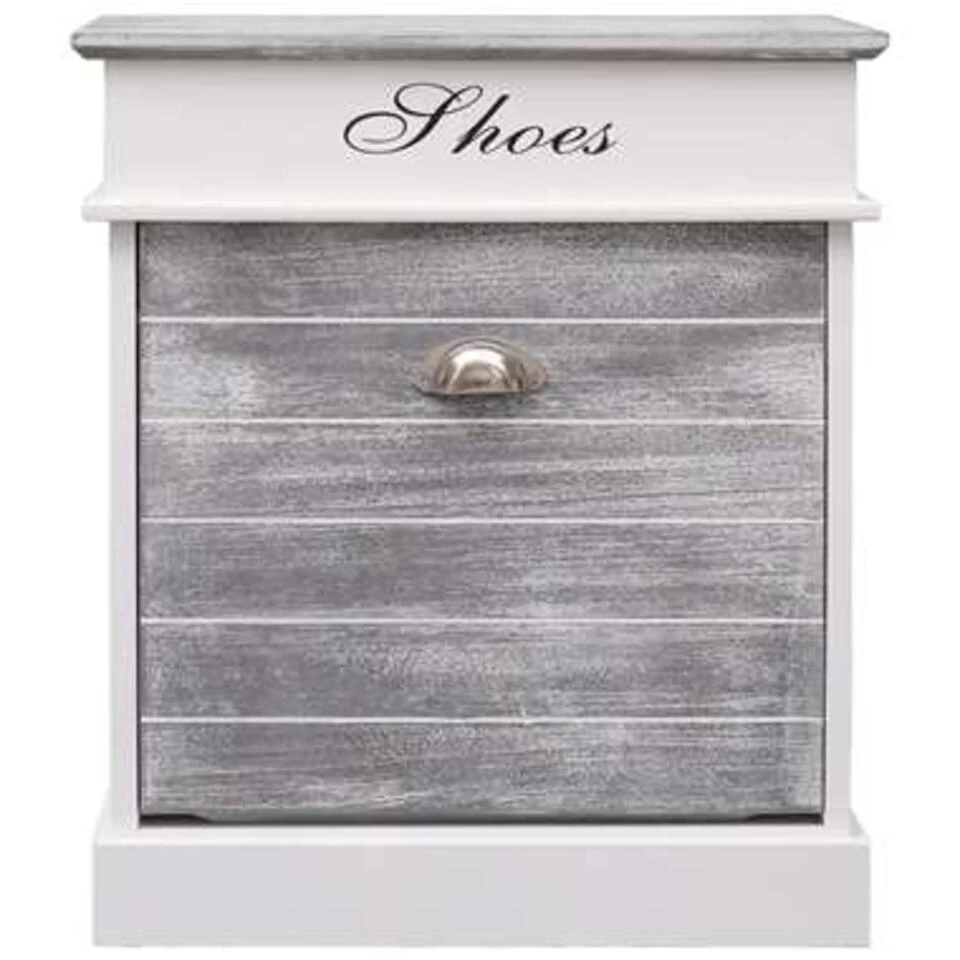 VidaXL Schoenenkast 50x28x58 Cm Paulowniahout Grijs - Afbeelding 3