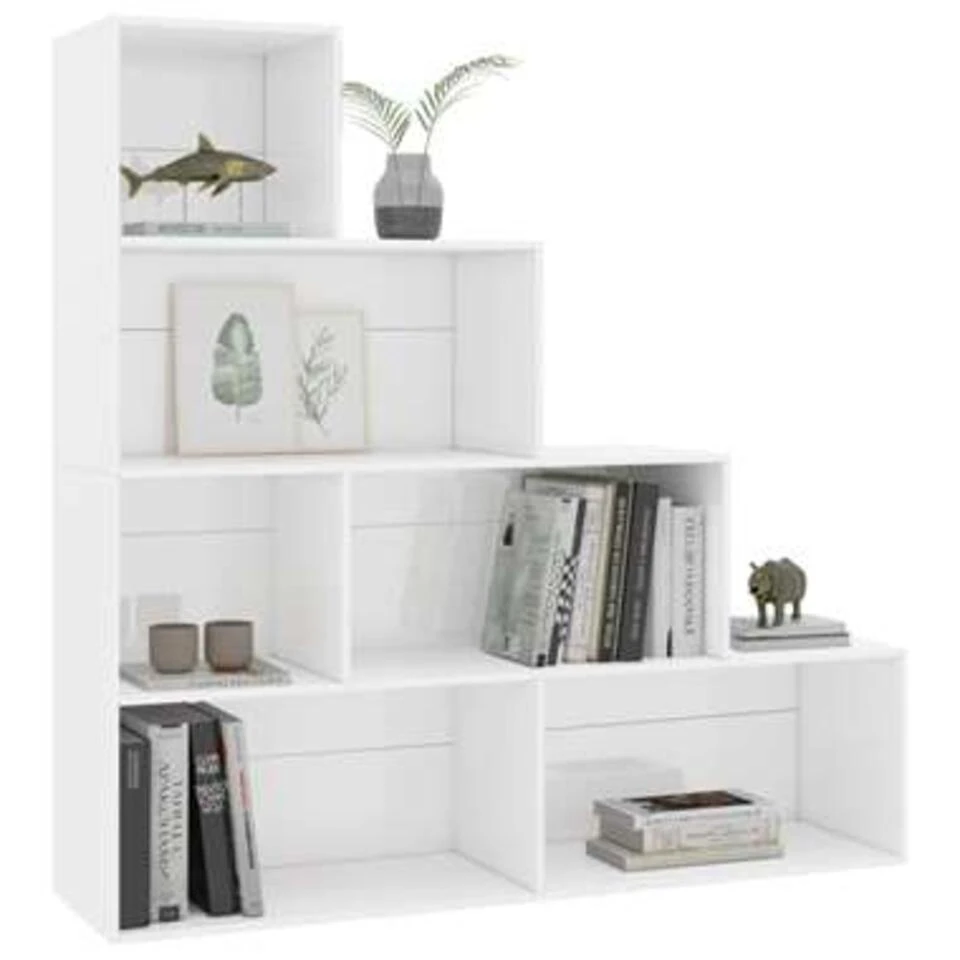 VidaXL Boekenkast/kamerscherm 155x24x160 Cm Bewerkt Hout Hoogglans Wit - Afbeelding 3