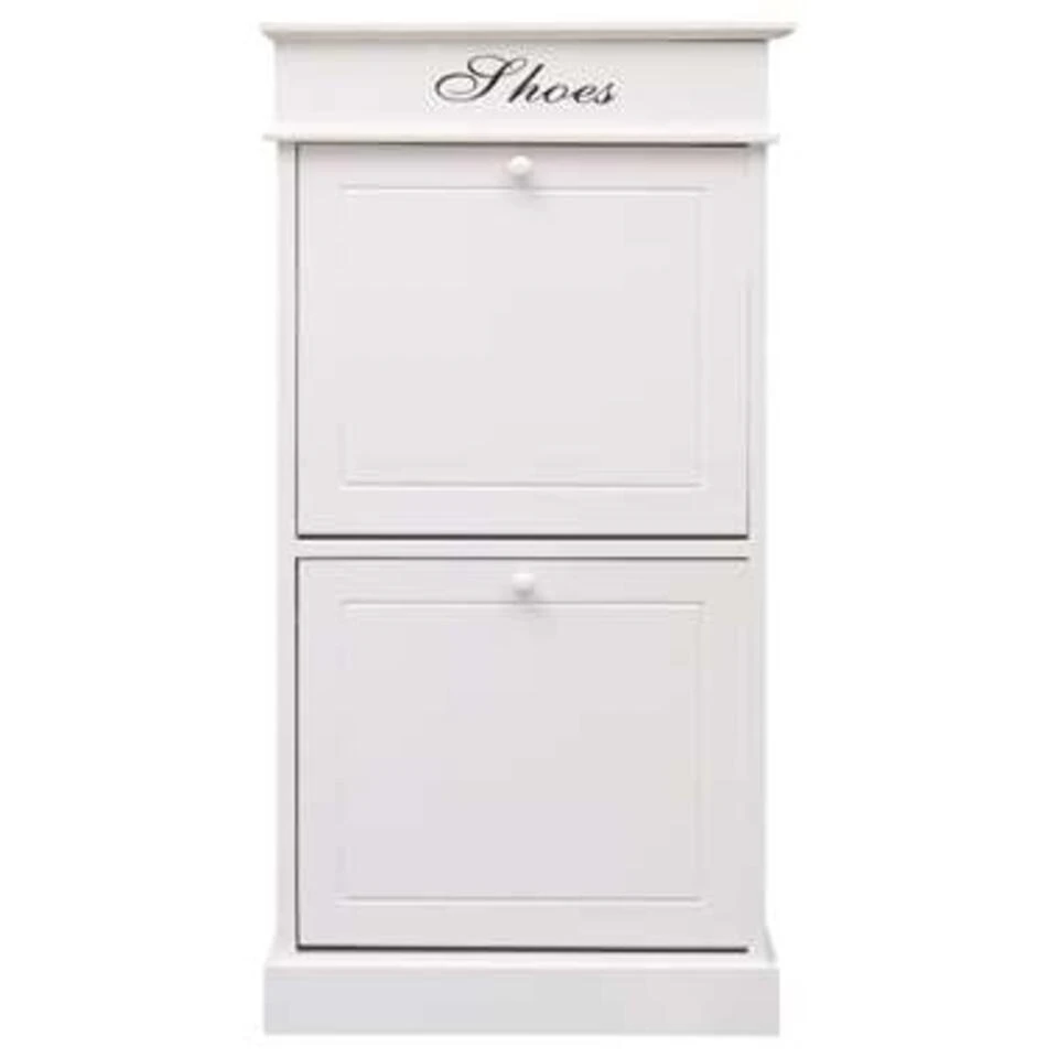 VidaXL Schoenenkast 50x28x98 Cm Paulowniahout Wit - Afbeelding 2