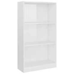VidaXL Boekenkast 3 Schappen 60x24x109 Cm Bewerkt Hout Hoogglans Wit