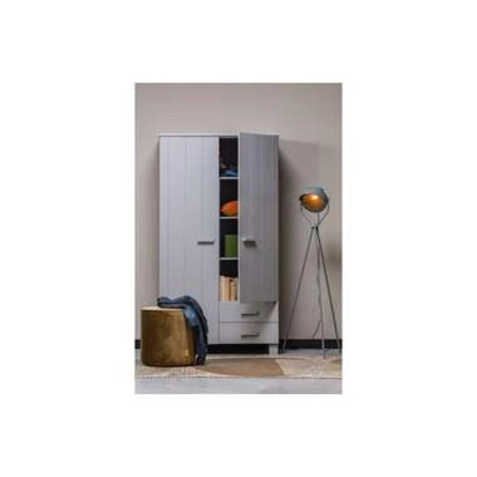 WOOOD Dennis Kast Met Laden - Grenen - Betongrijs - 202x111x55 - Afbeelding 3