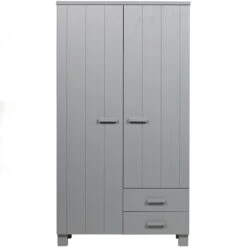 WOOOD Dennis Kast Met Laden - Grenen - Betongrijs - 202x111x55