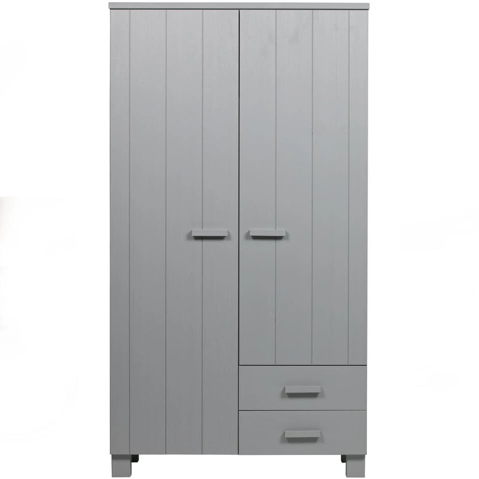 WOOOD Dennis Kast Met Laden - Grenen - Betongrijs - 202x111x55