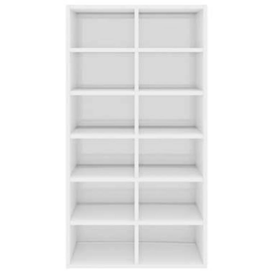 VidaXL Schoenenrek 54x34x100,5 Cm Bewerkt Hout Hoogglans Wit - Afbeelding 4