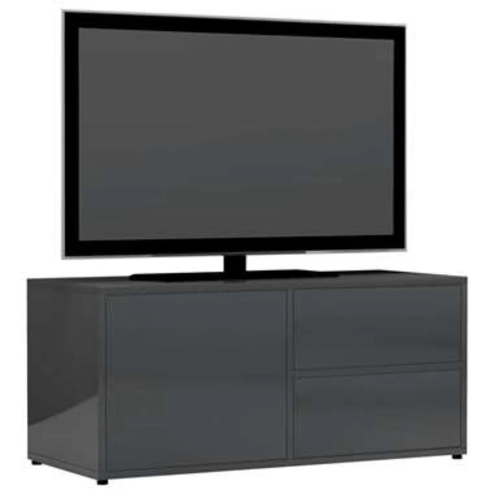 VidaXL Tv-meubel 80x34x36 Cm Spaanplaat Hoogglans Grijs - Afbeelding 3