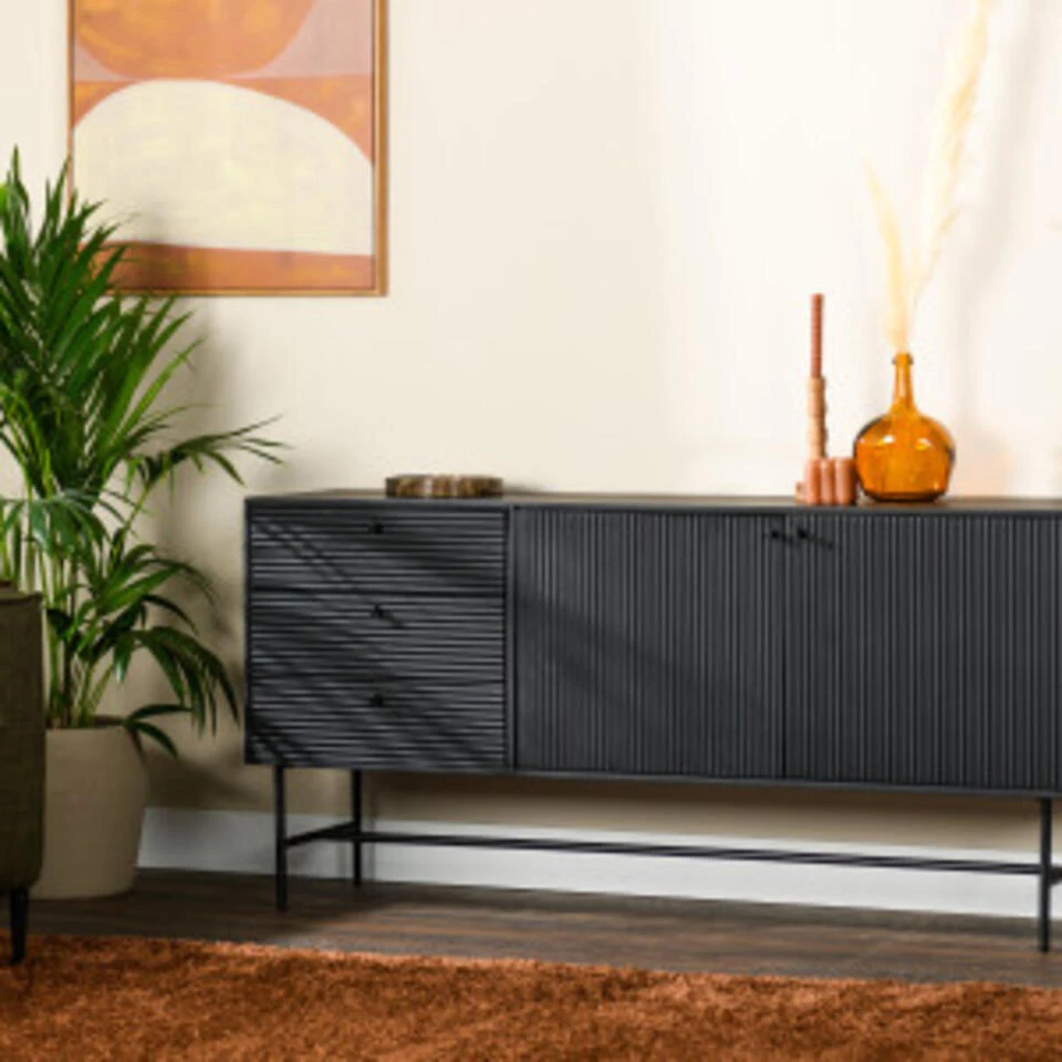 Hoyz Collection - Dressoir B340 Zwart - 160x40x76 - Afbeelding 2