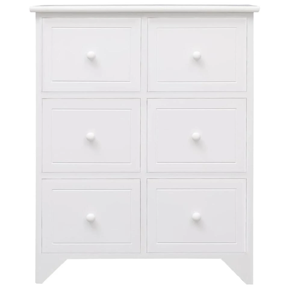 VidaXL Bijzetkast Met 6 Lades 60x30x75 Cm Paulowniahout Wit - Afbeelding 3