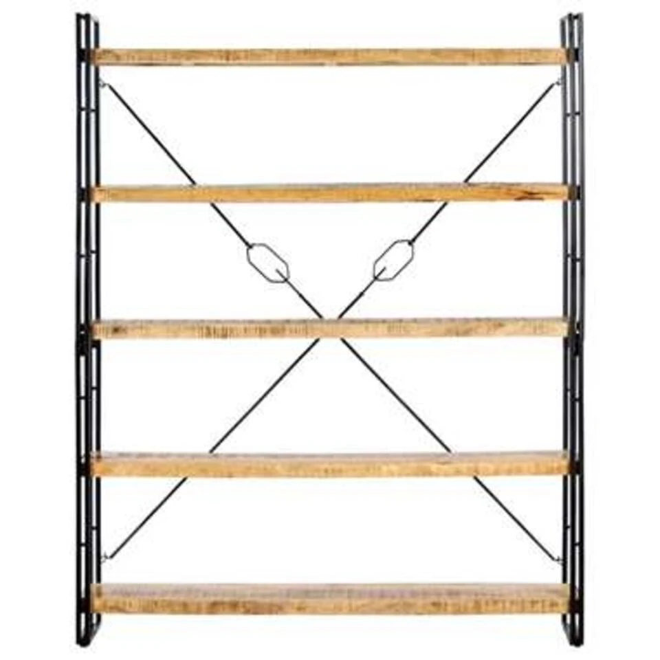 VidaXL Boekenkast Met 5 Schappen 140x30x180 Cm Massief Mangohout - Afbeelding 2