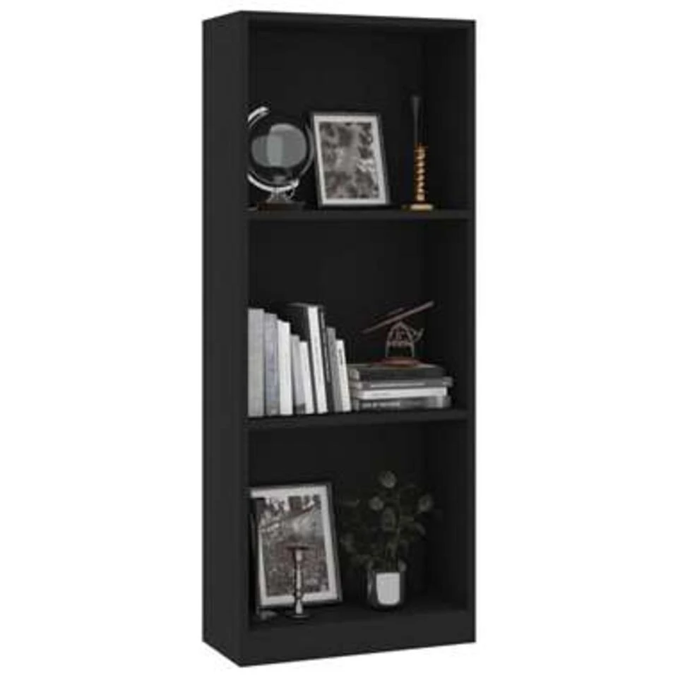 VidaXL Boekenkast Met 3 Schappen 40x24x108 Cm Bewerkt Hout Zwart - Afbeelding 2