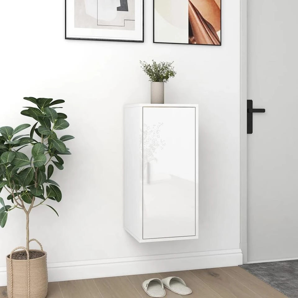 VidaXL Schoenenkast 32x35x70 Cm Spaanplaat Hoogglans Wit - Afbeelding 3