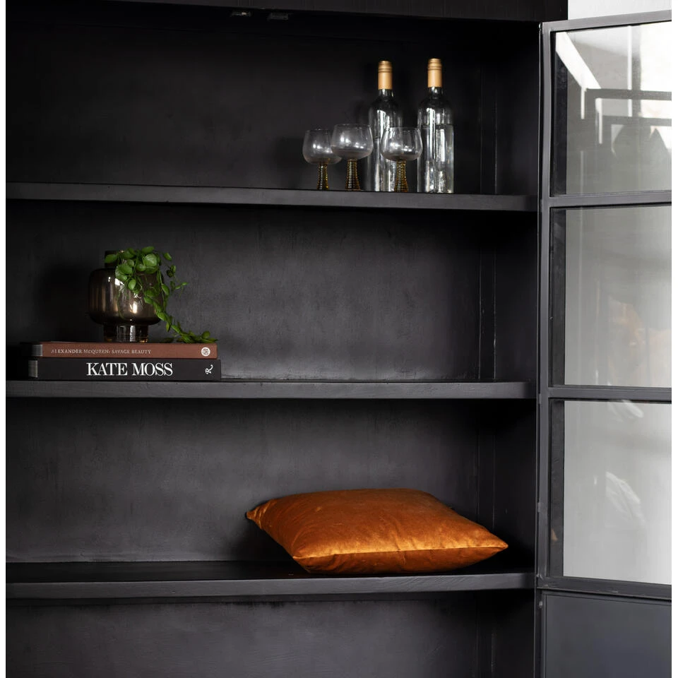 Giga Meubel Vitrinekast Metaal Zwart - 180x44x200cm - 3 Deurs - James - Afbeelding 2