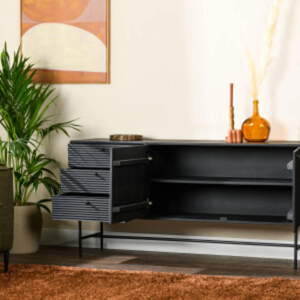 Hoyz Collection - Dressoir B340 Zwart - 160x40x76 - Afbeelding 3