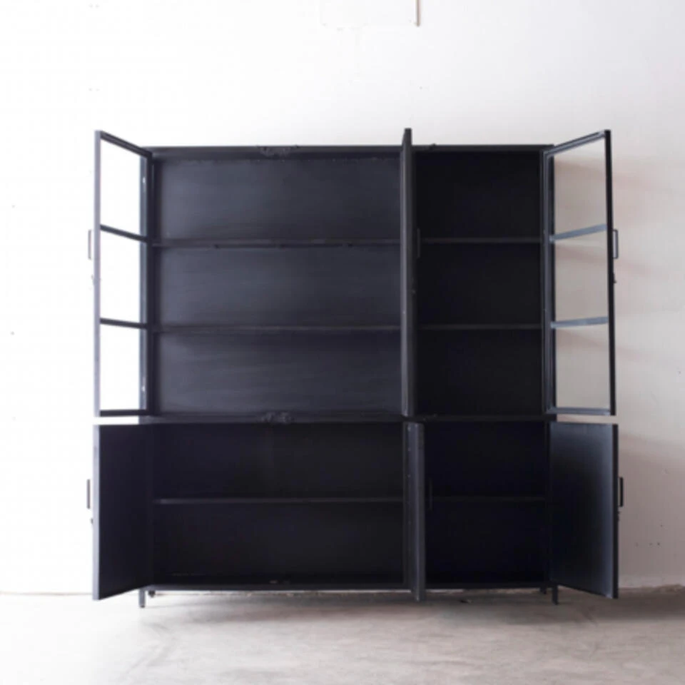 Giga Meubel Vitrinekast Zwart Metaal - 6-deurs - Glas/Metaal - Lotte - Afbeelding 3