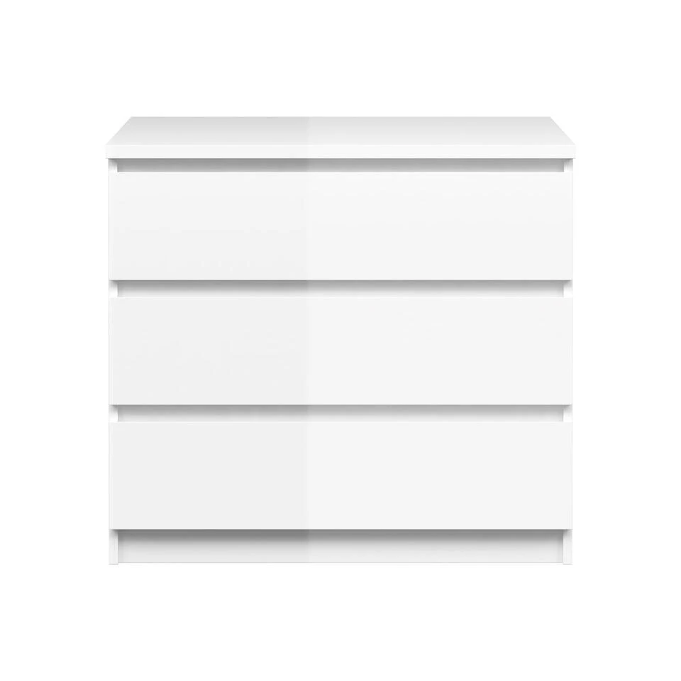 Ladekast Naia 3 Lades - Hoogglans Wit - 70,1x76,8x50 Cm - Afbeelding 2