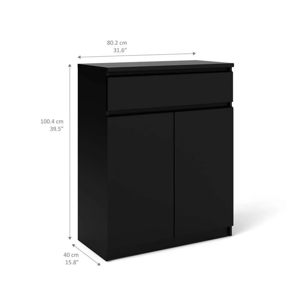 Dressoir Naia 3 Vaks- Mat Zwart - Afbeelding 2