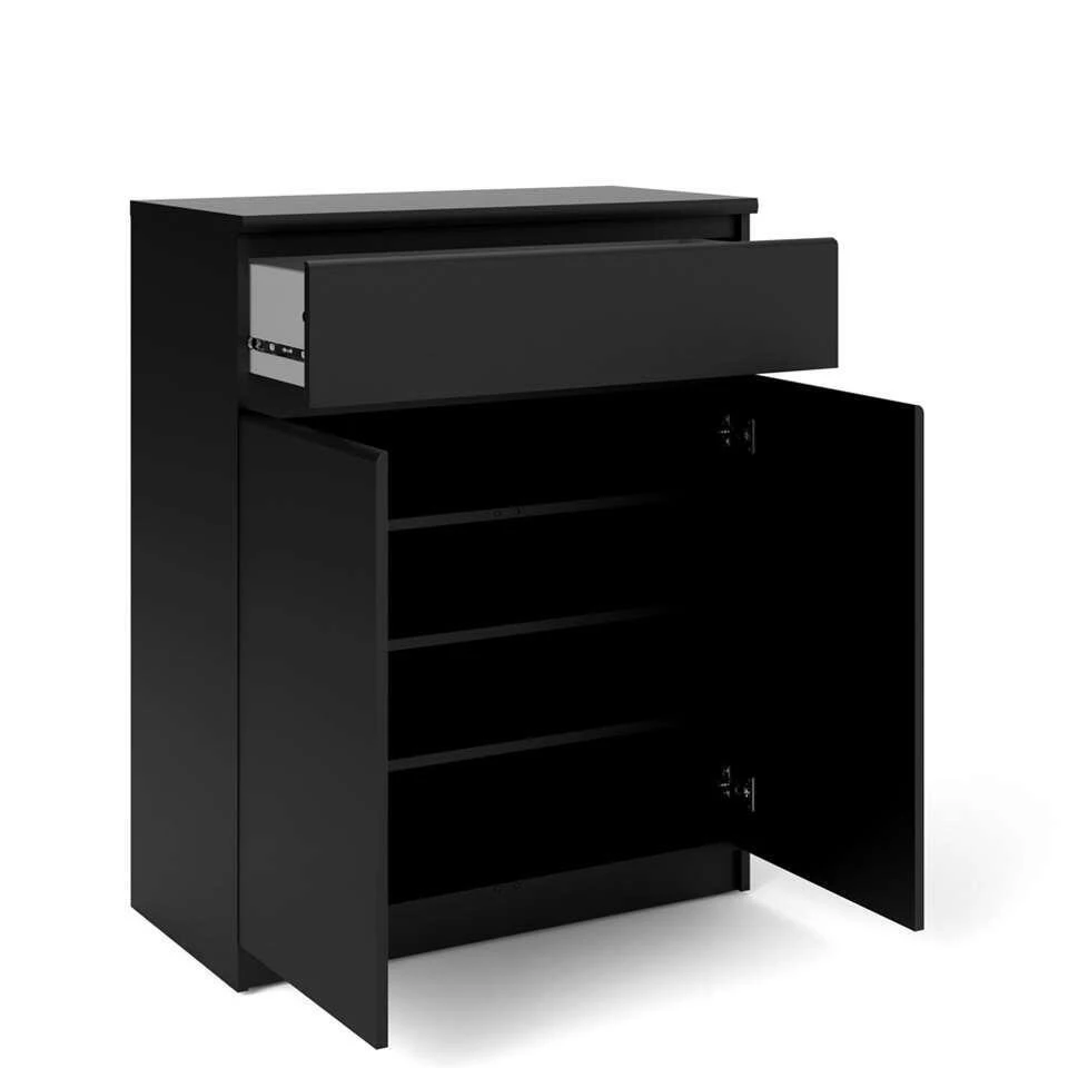 Dressoir Naia 3 Vaks- Mat Zwart - Afbeelding 4