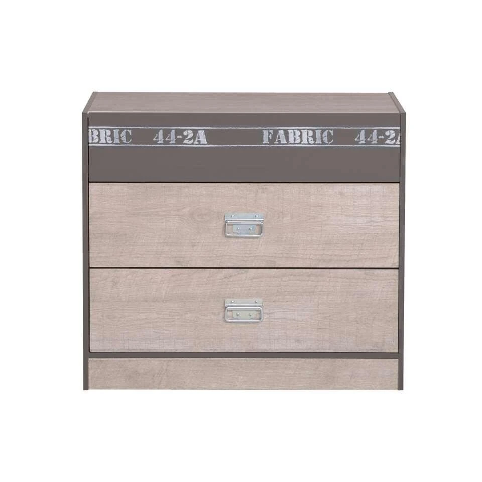 Ladekast Fabric - Eikenkleur/grijs - 76,3x87x39,8 Cm - Afbeelding 2