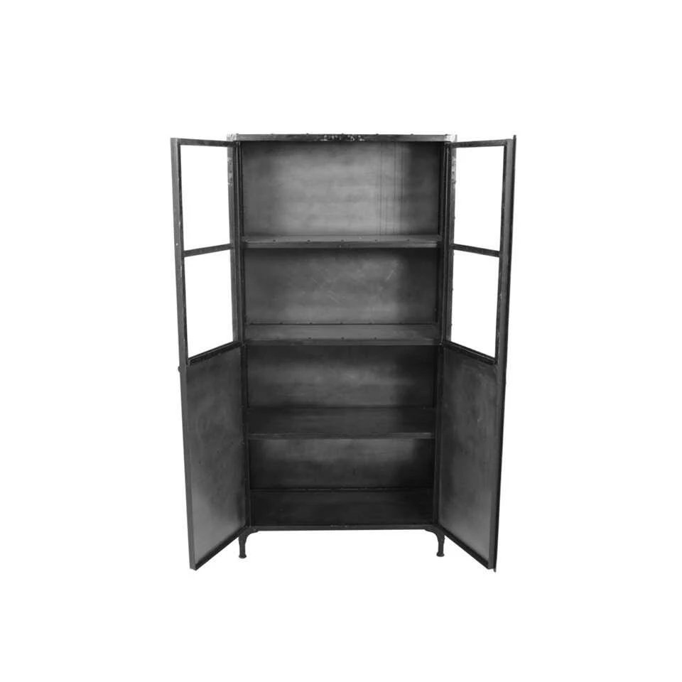 HSM Collection Vitrinekast Brooklyn - Zwart - 90x40x180 Cm - Afbeelding 2