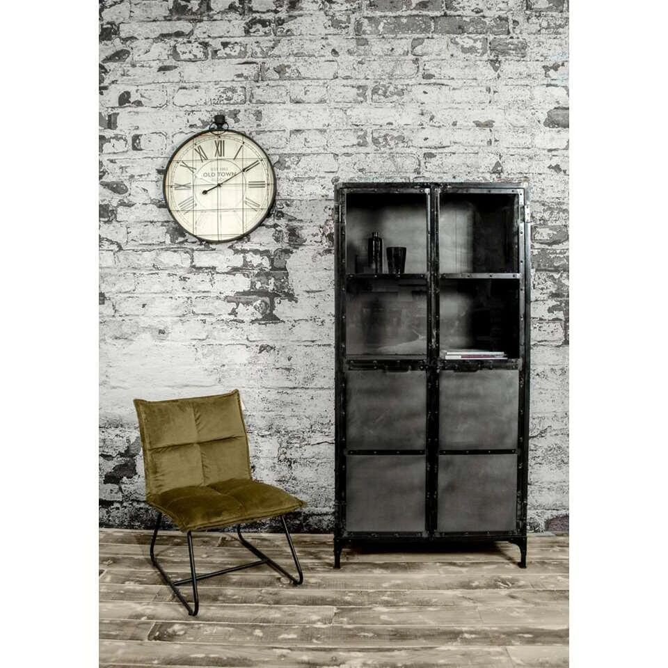 HSM Collection Vitrinekast Brooklyn - Zwart - 90x40x180 Cm - Afbeelding 4