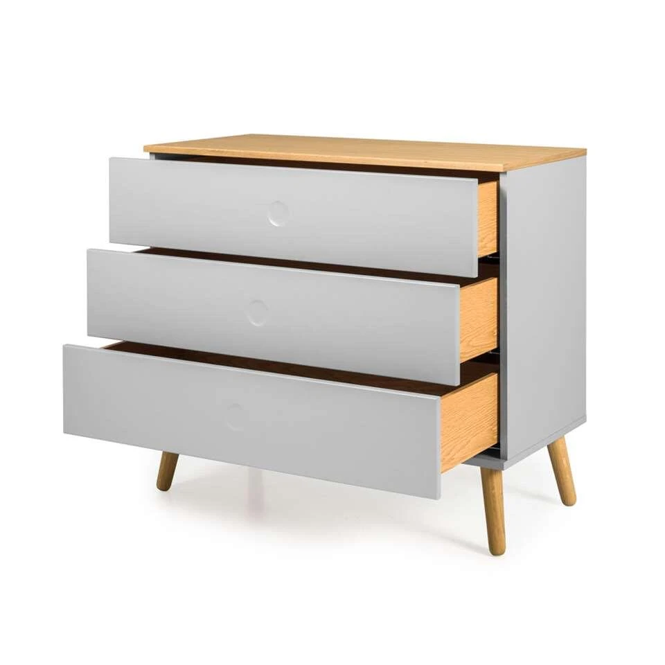 Tenzo Ladekast Dot 3 Lades - Grijs/eiken - 79x90x43 Cm - Afbeelding 4