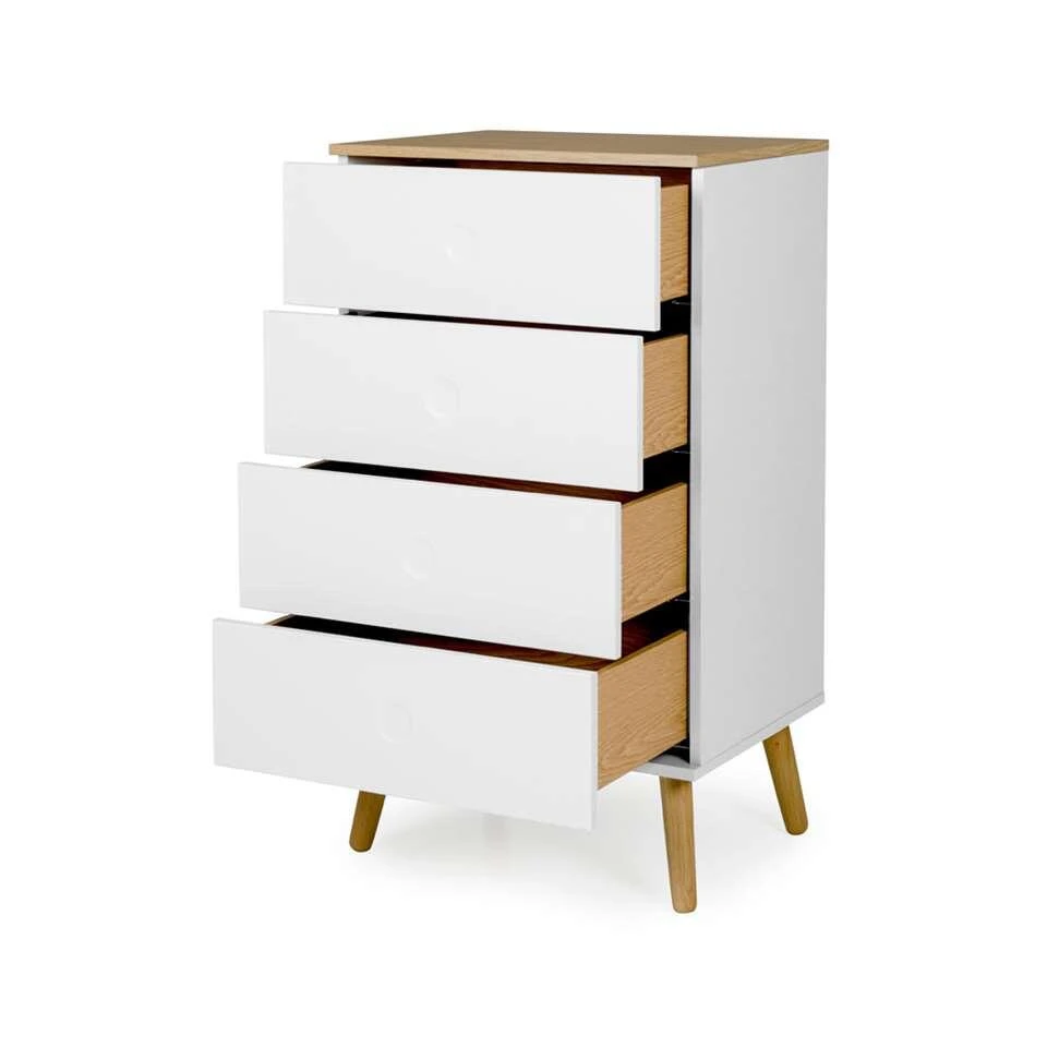 Tenzo Ladekast Dot 4 Lades - Wit/eiken - 98x55x43 Cm - Afbeelding 4