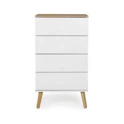 Tenzo Ladekast Dot 4 Lades - Wit/eiken - 98x55x43 Cm
