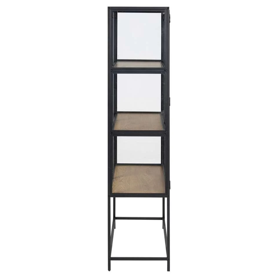 Vitrine Adino - Zwart/eikenkleur - 150x77x35 Cm - Afbeelding 3