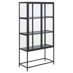 Vitrine Adino - Metaal - Zwart - 150x77x35 Cm