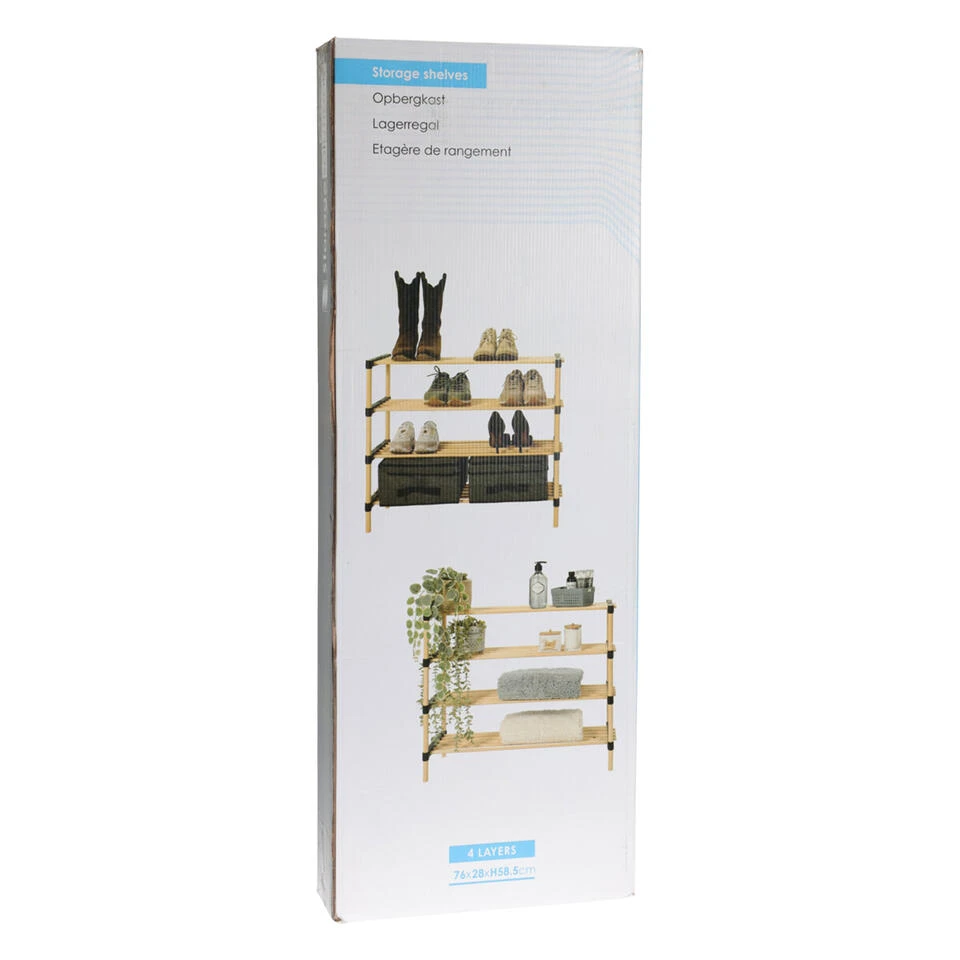 Schoenenrek/schoenenkast - 4-laags - Dennenhout - 76 X 28 X 59 Cm - Afbeelding 2