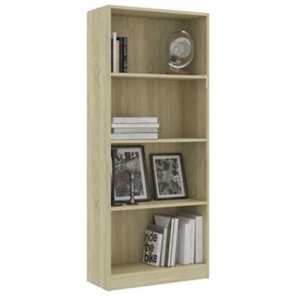 VidaXL Boekenkast Met 4 Schappen 60x24x142 Cm Bewerkt Hout Sonoma Eik - Afbeelding 2