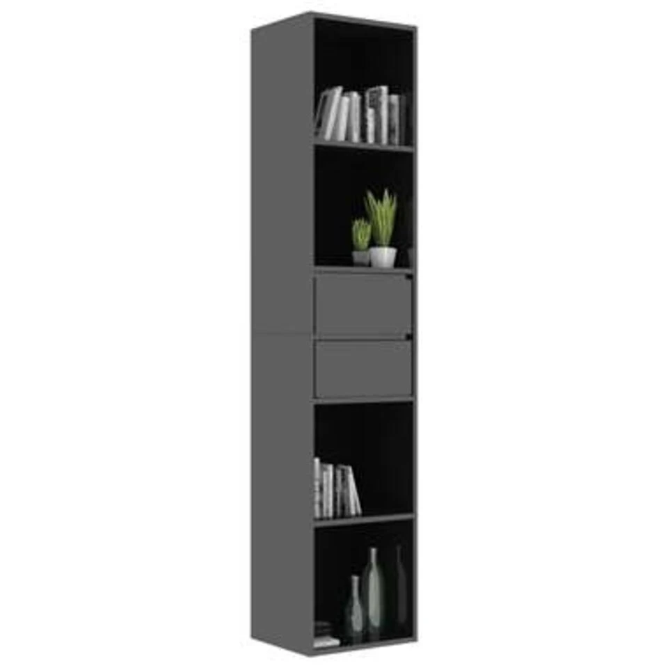VidaXL Boekenkast 36x30x171 Cm Spaanplaat Hoogglans Zwart - Afbeelding 3