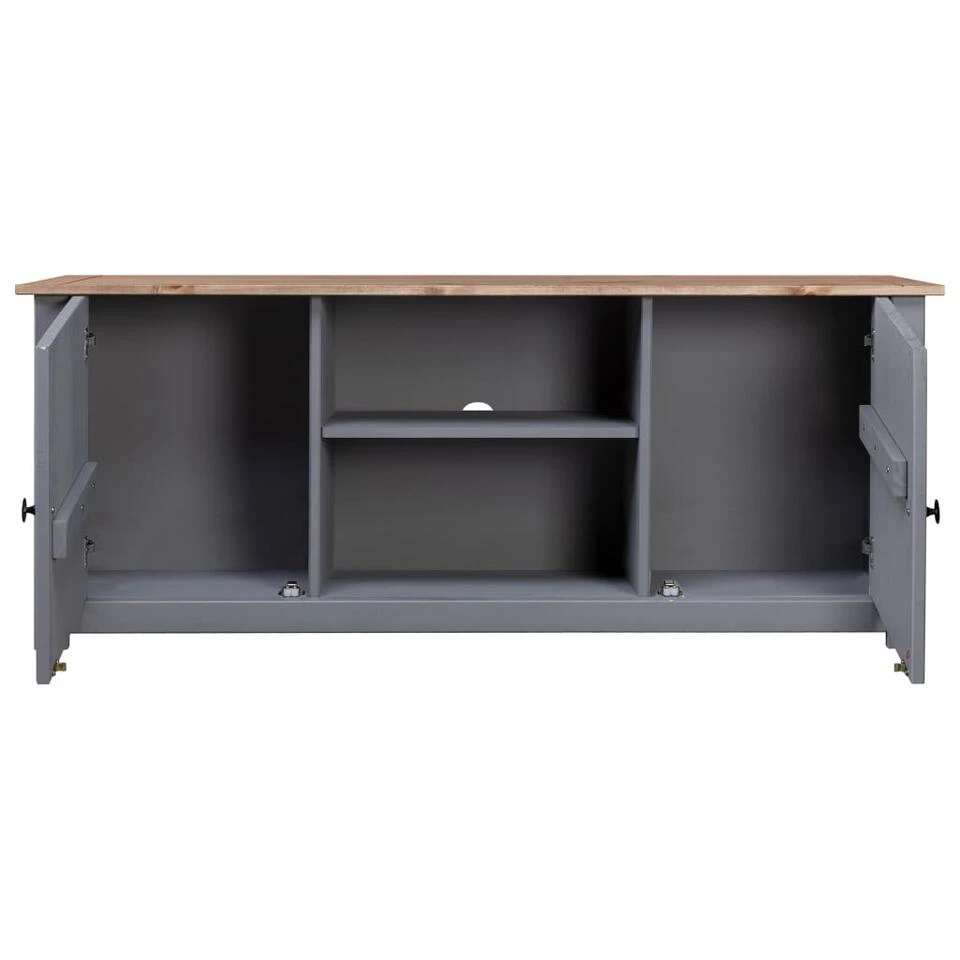 VidaXL Tv-kast Panama Range 120x40x50 Cm Massief Grenenhout Grijs - Afbeelding 3