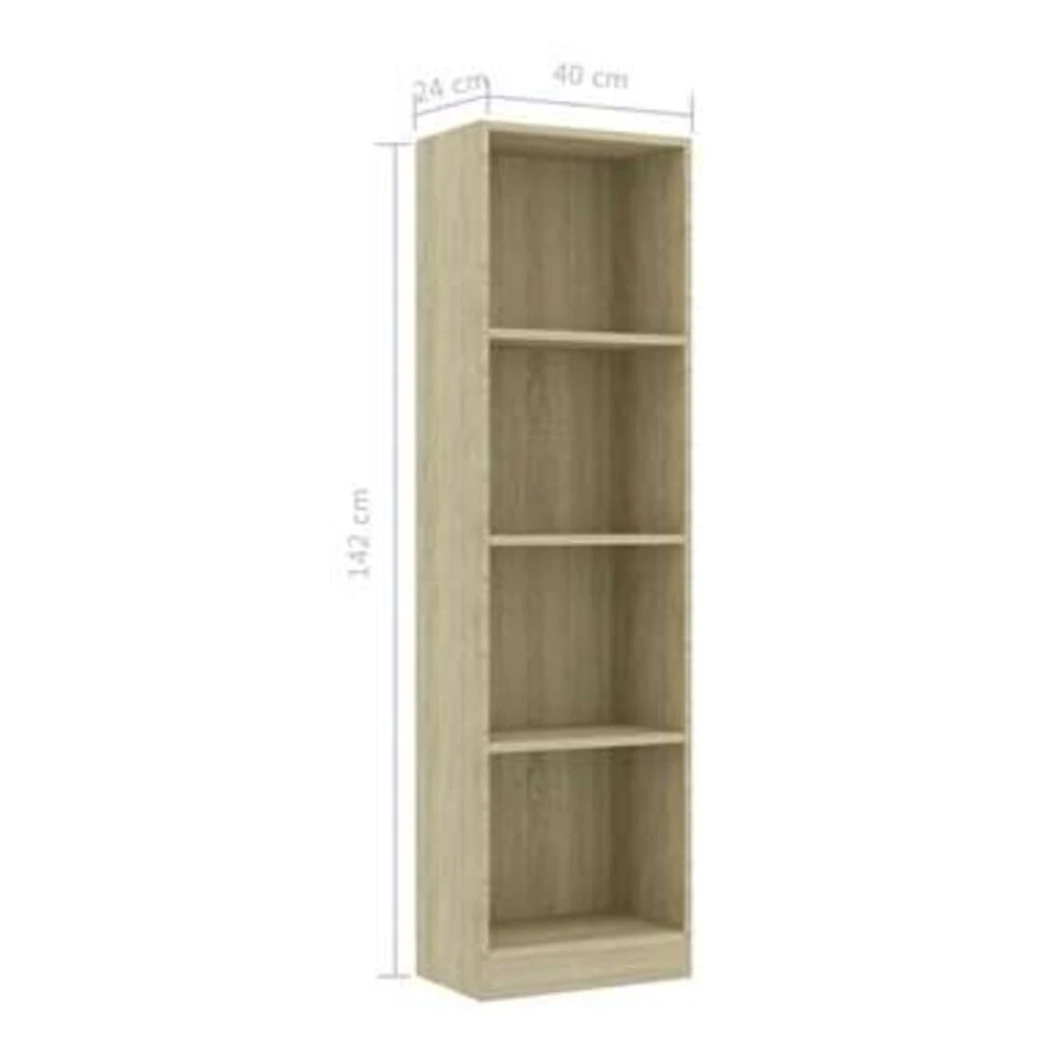 VidaXL Boekenkast Met 4 Schappen 40x24x142 Cm Bewerkt Hout Sonoma Eik - Afbeelding 4