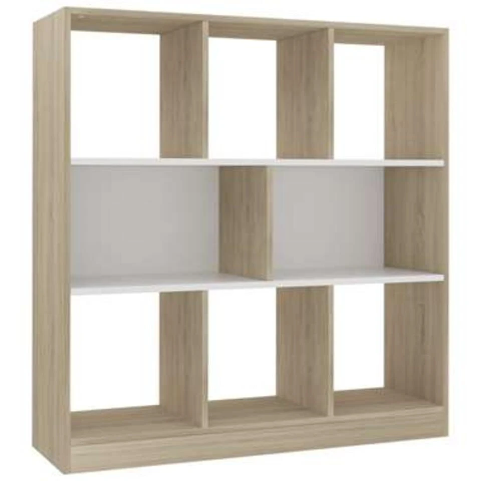 VidaXL Boekenkast 97,5x29,5x100 Cm Bewerkt Hout Wit En Eikenkleurig - Afbeelding 2