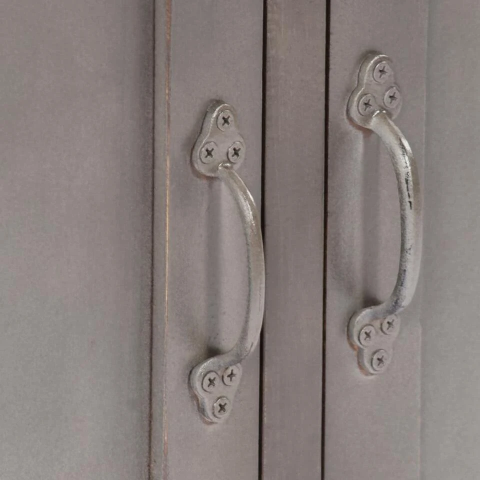 VidaXL Dressoir 160x40x80 Cm Massief Mangohout Grijs - Afbeelding 3