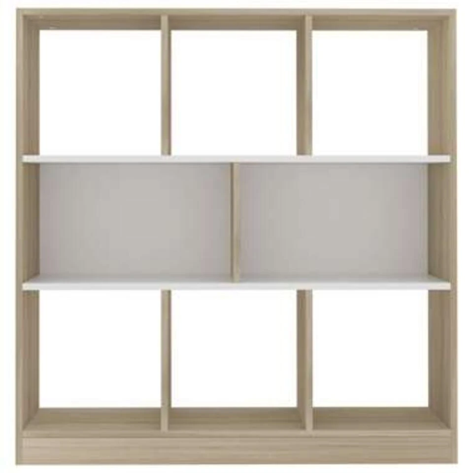 VidaXL Boekenkast 97,5x29,5x100 Cm Bewerkt Hout Wit En Eikenkleurig - Afbeelding 4