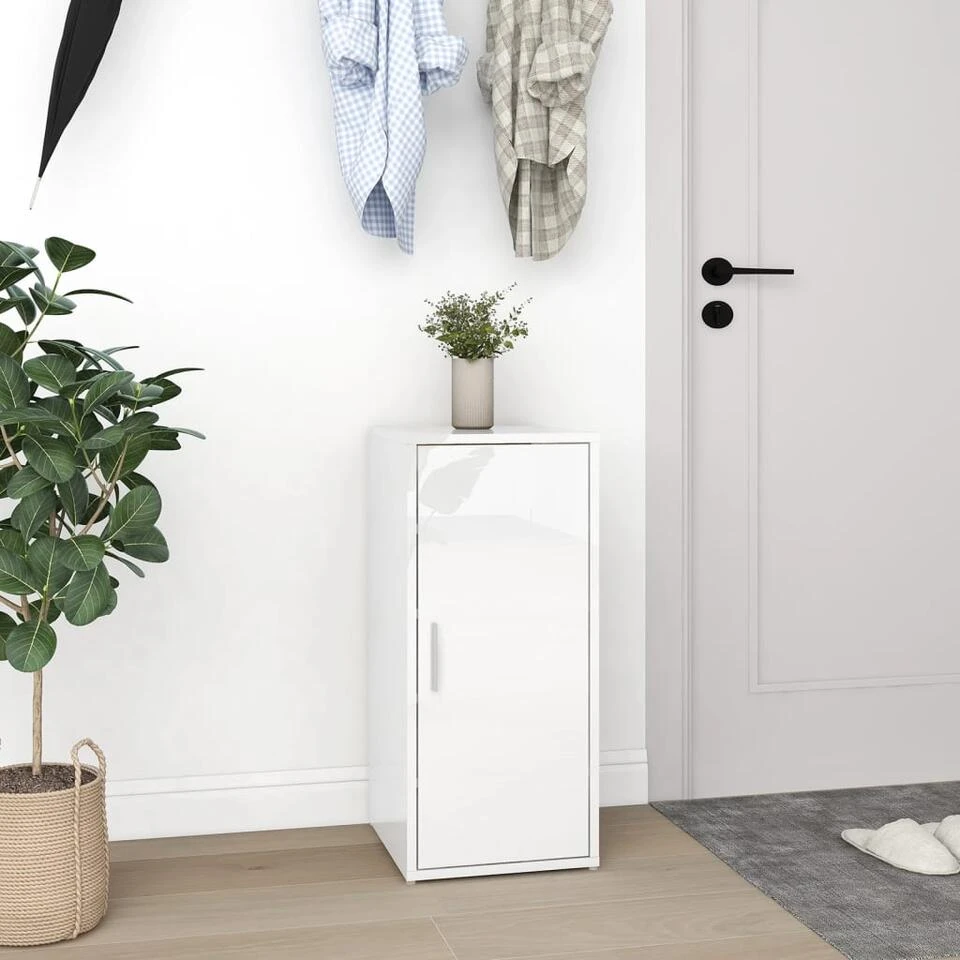 VidaXL Schoenenkast 32x35x70 Cm Spaanplaat Hoogglans Wit - Afbeelding 4