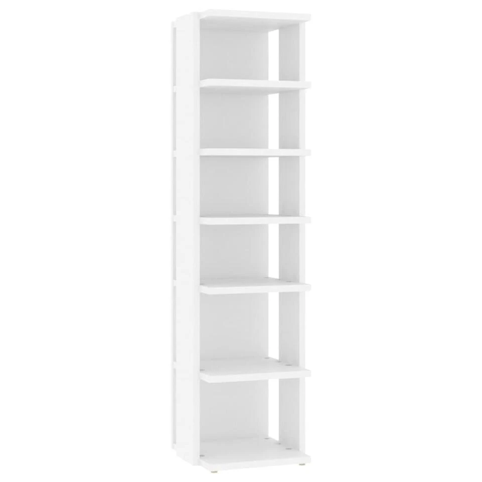 VidaXL Schoenenkasten 2 St 27,5x27x102 Cm Bewerkt Hout Wit - Afbeelding 4