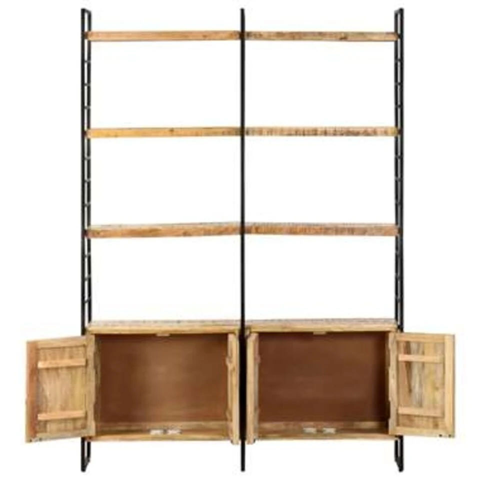 VidaXL Boekenkast Met 4 Schappen 124x30x180 Cm Ruw Mangohout - Afbeelding 4
