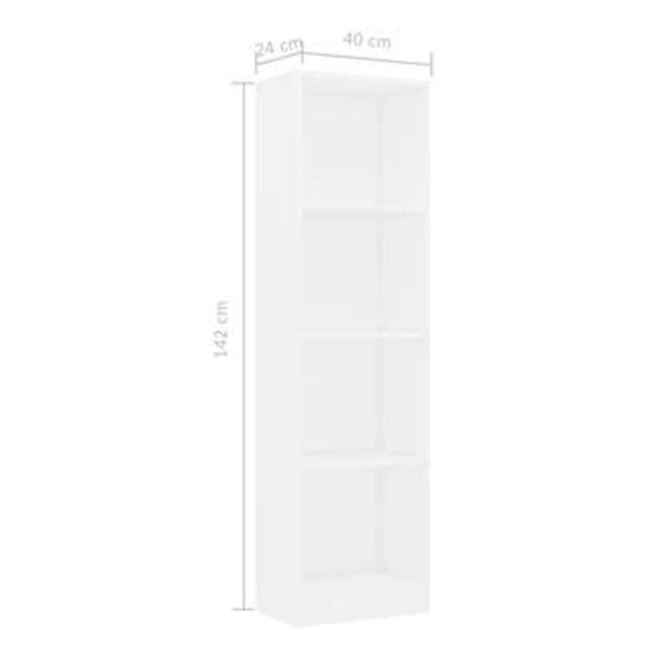 VidaXL Boekenkast Met 4 Schappen 40x24x142 Cm Bewerkt Hout Wit - Afbeelding 4