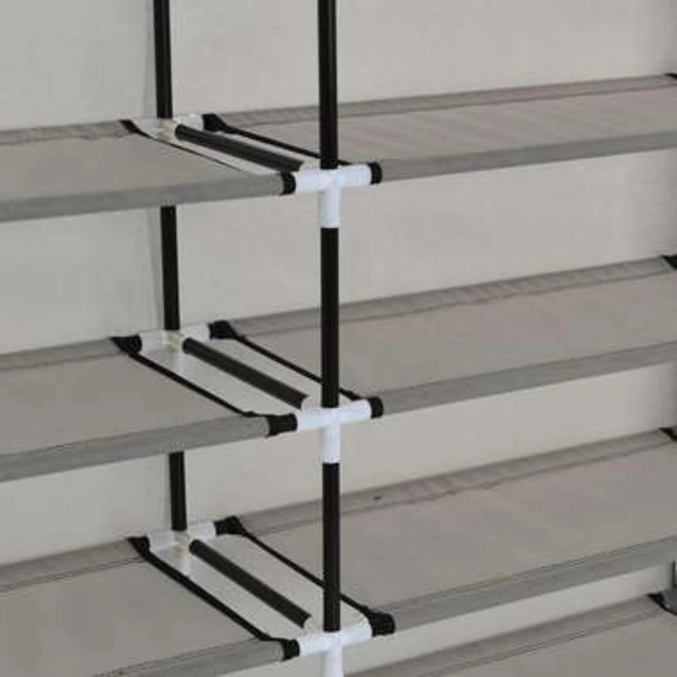 VidaXL Schoenenkast Met Hoes 115x28x110 Cm Stof Grijs - Afbeelding 2