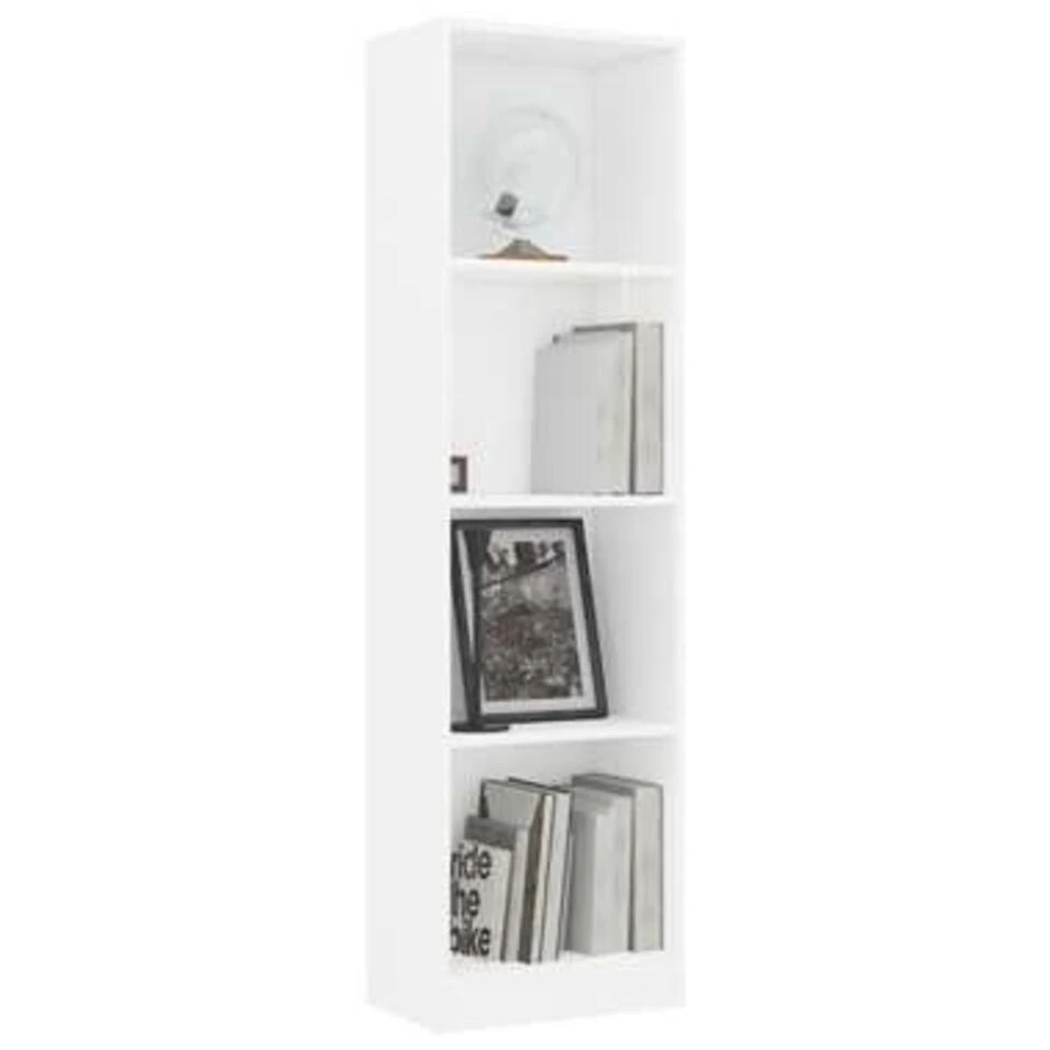 VidaXL Boekenkast Met 4 Schappen 40x24x142 Cm Bewerkt Hout Wit - Afbeelding 2